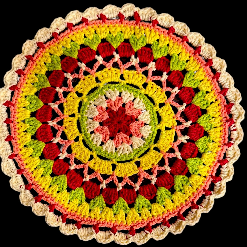 Handmade Crochet Mandala Doily Placemat Trivet